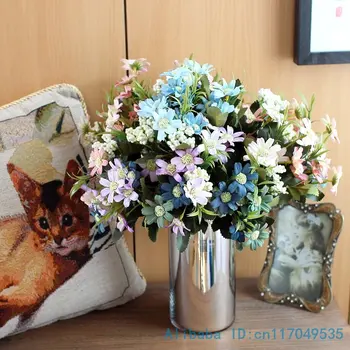 1 БР., изкуствена малка хризантема, маргаритка, копринени цветя, Украса за дома партита F341