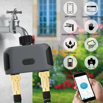 1 Комплект Bluetooth е съвместим с Wi-Fi, двупосочен интелигентен таймер за подаване на вода, контролер за автоматично поливане на градината