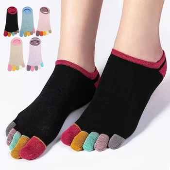 1 Чифт женски чорапи за момичета, модни памучни чорапи дишащи с пет пръста, ярък младежки случайни мек Sokken Meias