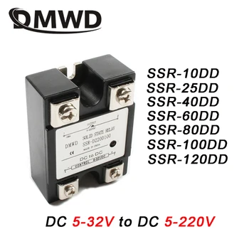 1 бр. SSR 10DD/25DD/40DD/60DD/80DD/100DD/120DD еднофазно твердотельное реле за постоянен ток с индикаторным вход 5-32 dc натоварване е 5-20 vdc