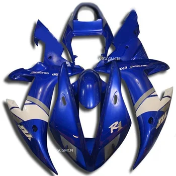 100% ABS Пластмаса, Пълен с Мотоциклетни Обтекатели За Yamaha YZF R1 2002-2003 YZF R1 02-03, Инжекционные Синьо-бели детайли