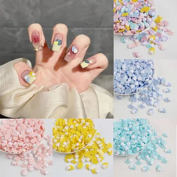100 бр. мини красиви декорации за нокти 3D окачване САМ Натиснете върху ноктите двойно Сърце цветни аксесоари