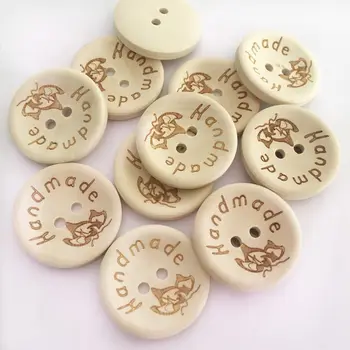 100 бр/пакет, масивни дървени копчета естествен цвят за дрехи, копчета за ризи, копчета за шиене 