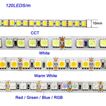 12 На 5 М 60 светодиода/m 120 светодиода/m един-цветен led лента Бяла/Топло бял/Червен/Зелен/Син/RGB/CCT-Гъвкави SMD 5050 Светлинна лента IP20/IP65