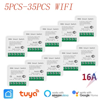 16A Sasha WiFi Mini САМ Smart Switch, 2 начин на управление, модул за автоматизиране на един умен дом, приложение Smart Life Алекса Google Home, гласово управление