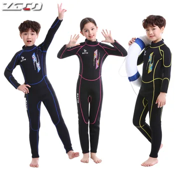 2,5 мм, неопренови костюми, детски бански костюми, водолазни костюми с дълги ръкави за момчета и Момичета, сърф, детска Защита От акне, тръба, пълнозърнести