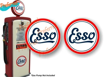 2 X Стикер с логото на Esso 1920-те години на Бензинов Античен бензонасос в Ретро стил за Вашия дом, автомобил, Охладители и лаптопи, Стикери 10 см