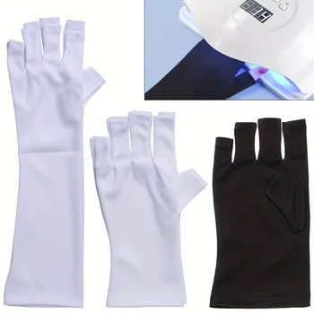 2 елемента Ръкавици за предпазване на ноктите от Uv Черно Бяла Led Лампа и Защита От Радиация Ръкавици Предпазват Ръцете от UV-Лампа Простор на Ноктите Инструмент