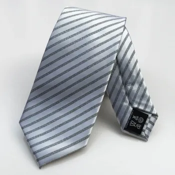2016 Нови сребристи мъжки вратовръзки, ръчно изработени класически бизнес вратовръзки от полиестер в привлече диагонал бар, директна доставка от фабрика, мъжка вратовръзка райе