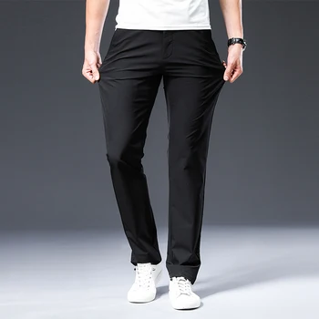 2021 Ново записване, мъжки панталони, пролет-лято, дишащи обикновена свободни мъжки панталони средна пряка форма, плюс Размер 42