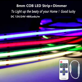 2022 Коледна украса 12 В COB led светлини 8 mm, Гъвкави, с висока плътност, 480 светодиода/M RA 90 за кола, улични лампи за къмпинг декор на стаята