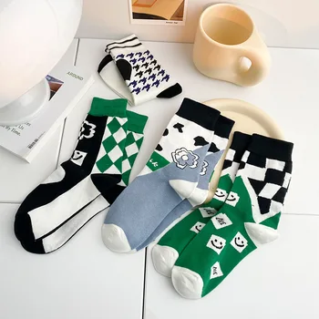 2022 Чорапи Love Дамски скъпа кавайная зелена дамски дрехи Harajuku жакард дишащи чорапи за почивка Спортно памучни бельо