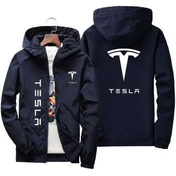 2023 Логото на Tesla, ветровка, якета, водоустойчив военна ветровка с качулка, ежедневното палто, мъжки дрехи, есенно-пролетно горно облекло за мъже
