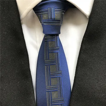 2023 Мъжки Вратовръзки Уникален Тъкани на тай-Пана Син цвят със Сребърна Диаманти в Клетката на Шийката на Вратовръзка