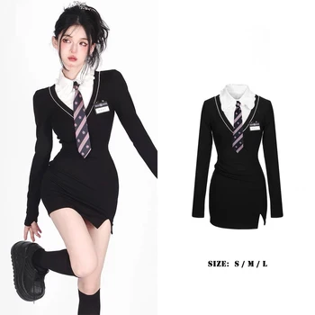 2023 нова японски корейски униформи sweet hot girl jk в стил колеж, фалшив, дебнещ трикотажное рокля от две части, моля, комплект училищна униформа