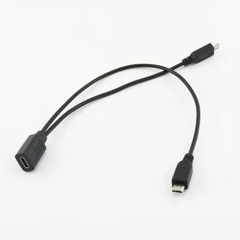 20x USB конектор 3.1 Type C за да се свържете към конектора Dual Micro USB конектор Y Дърва за пренос на данни, кабел за зареждане на 20 + 30 см