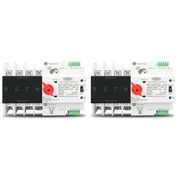 2X Din-рейк 4P ATS двоен ключ за автоматично предаване на храна Електрически ключове на непрекъсваеми токозахранващи устройства 100A