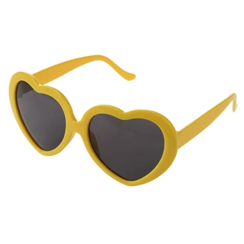 2X Модни Слънчеви Очила във Формата На Сърце Със Забавна Лятна Любов Жълт Цвят