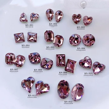 3 бр./компл., луксозни обемни декорации за нокти цвят на изсъхнала роза с кристали и диаманти, прозрачно праскова сърце под формата на капки