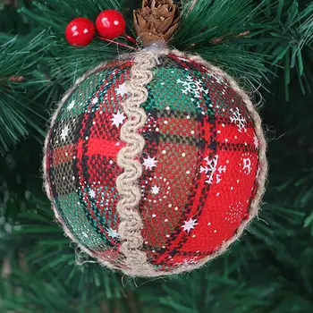 3 предмет, текстилен топка от червено кедрово орех в клетката, коледни топки, увити в кърпа, подвесное украса за Коледната елха