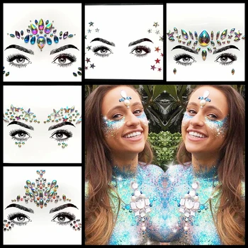 3D Дамска Мода Стикер За Очи Светкавицата се Грижи За Кожата на Лицето Скъпоценни Камъни Бижута В Племенно Стил Самозалепващи Подбрани Ръчно Инструменти За Полагане на Декор За Очите