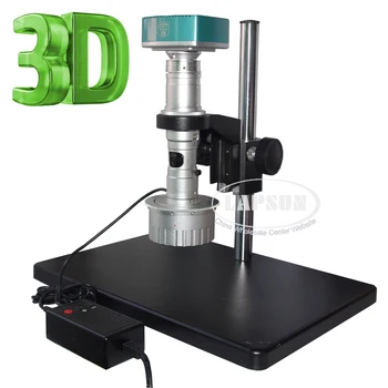 3D стерео камера за промишлени микроскоп 1080P FULL HD 180X с C-образен стена + Метална поставка + светодиоди с блок за контрол на яркостта