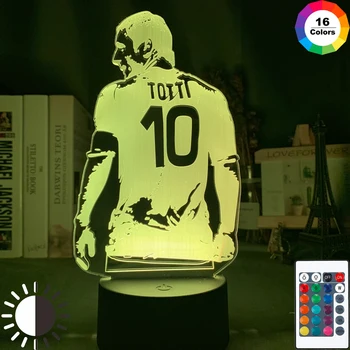 3d Лампа Футболист Франческо Тоти задно виждане, акрилни лека нощ за вашия интериор, стаи, цветен сензорен led лека нощ подарък