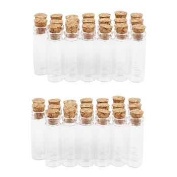 40шт 11x32 мм Малки мини-празни стъклени бутилки с прозрачна капачка, флакони 2 мл