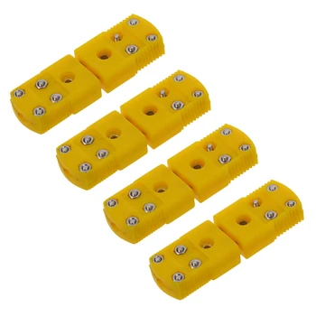 4X Жълт пластмасов корпус K Тип термодвойка Штекерная Изход Комплект конектори