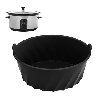 6 Литър Мек силиконов черен подложка за мультиварки, устойчиви на висока температура, Могат да се мият в съдомиялна машина, Голяма кухня кръгла мультиварка за еднократна употреба, домашно парти