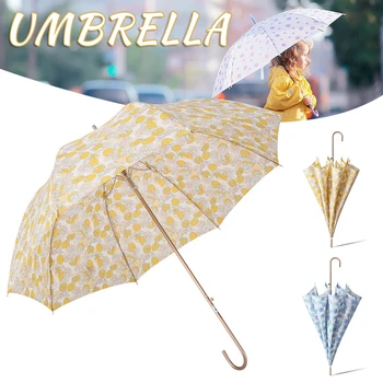 8k, женски класически чадър-бастун с цветен модел за жени, чадъри в обновената стил, чадър от слънце и дъжд, водоустойчив J-образна дръжка