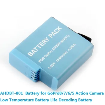 AHDBT-801 за екшън камери GoPro8 GoPro 7 GoPro 6 GoPro 5 Батерия с декодиране на продължителността на живот на батерията при ниска температура