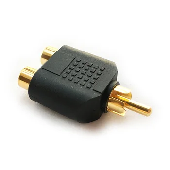 AV 2x RCA Y Сплитер с 1 приставка адаптер 2 Гнезда Адаптер аудио кабел Конвертор Златни