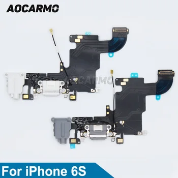 Aocarmo Бял/черен/сив Конектор за зареждане, микрофон, Слушалки, USB-зарядно устройство, Гъвкав аудио Кабел за iPhone 6S 4.7 