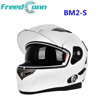 BM2-S Мотоциклет шлем с двоен обектив Bluetooth, вградена система за вътрешна връзка БТ с FM-радио, водоустойчив