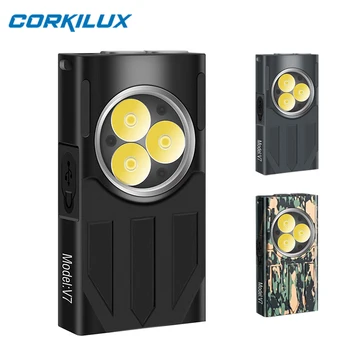 CORKILUX LED EDC Квадратен Фенерче Ключодържател UV-Лампа USB C, Акумулаторна батерия за Преносим Мини-Светло Работно Фенерче-Светкавица Фенерче Ключодържател