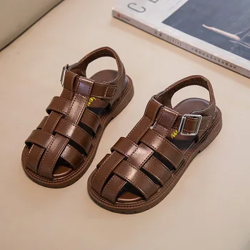 CUZULLAA/Нова детска лятна обувки за момичета, сандали в римски стил сандали със защита на чорап върху мека подметка за момчета, плажни обувки за деца