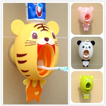 Cartoony опаковка на паста за зъби със силно всасыванием, комплект аксесоари за баня, държач за четка за зъби, автоматичен държач за четка за зъби за бебе