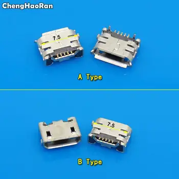 ChengHaoRan 10шт Micro USB 5pin Жак за контакти, Бичи рога, извратени/Плосък Устата, Порт за зареждане на Опашката за мобилен телефон