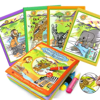 Coolplay 21*17 см Животни Книгата За Рисуване с Вода и 2 Магически Дръжки Дъска За Colorization Вода Мат с Драсканици Развиване на Образователни играчки за Деца