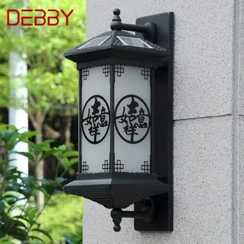 DEBBY Открит и слънчев, с монтиран на стената лампа Творчески черно лампа-стенни лампи в китайски стил LED Водоустойчива IP65 за домашно тераса и на двора