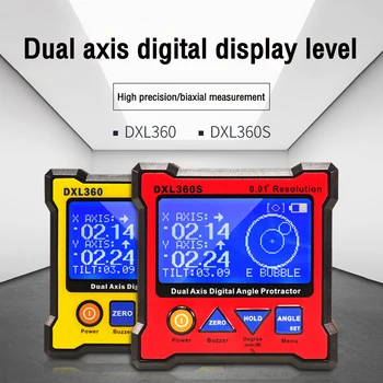 DXL360S точност ръководят двухосевой цифров измерител на нивото с дисплей, електронен инклинометр, ъглова линия, мини нивото на линия