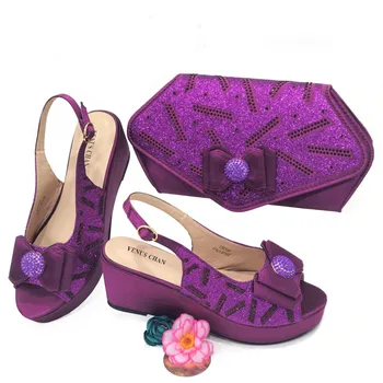 Doershow / комплекти за италиански обувки и чанти в африканския стил за парти с камъни, италиански чанти в персиковом цвят, подходящи чанти! HAS1-16