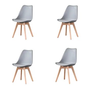 EDLMH Набор от места за хранене столове Nordic от 4 \ ABS PP с Крака от буково дърво за трапезарията\ хол\ Офис\ Спалня\
