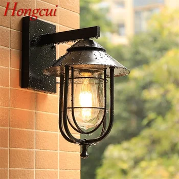 Hongcui Открит Черен Стенен Лампа LED Classic Retro Light Sconces Декоративен Водоустойчив за Домашно Пътеката