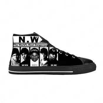 Hot Nwa Straight Outta Compton хип-хоп рапър рап Ежедневни тъканта, обувки с висок берцем, удобни дишащи мъжки и дамски маратонки с 3D принтом