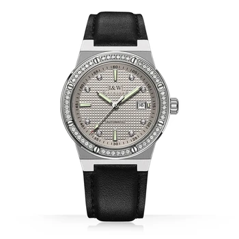 I & W Нови механични мъжки часовник CARNIVAL, сапфирен кристал, японски механизъм, Автоматичен календар, Кожа, водоустойчив, светлинен Reloj Hombre