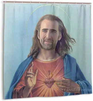 Junip Nicolas Cage в ролята на Исус, Определени завеса за душ за декор за баня, водоустойчив завеса за душ от полиестер