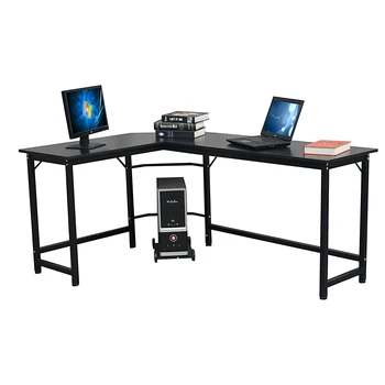L-образен стенд компютърна маса за учене, офис маса, лесно монтируемый, черен [в наличност на склад в САЩ]