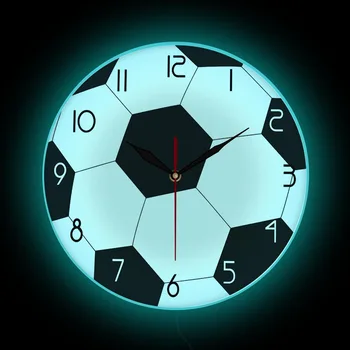 Led бяла рамка с дистанционно управление 7 цвята Стенни часовници Футболна тема Дизайн на световната Купа Часовници за момчета в стаята Фенове Декорация на дома, подарък